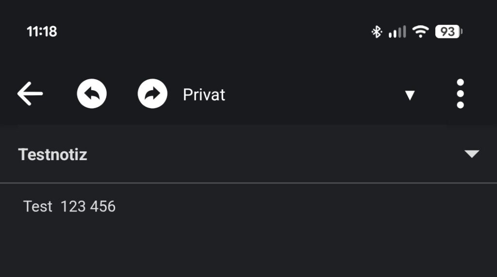 Der Vor-Button wird rechts neben dem Zurück-Button im Kopfbereich der Android-App Joplin angezeigt, sobald Änderungen rückgängig gemacht wurden.