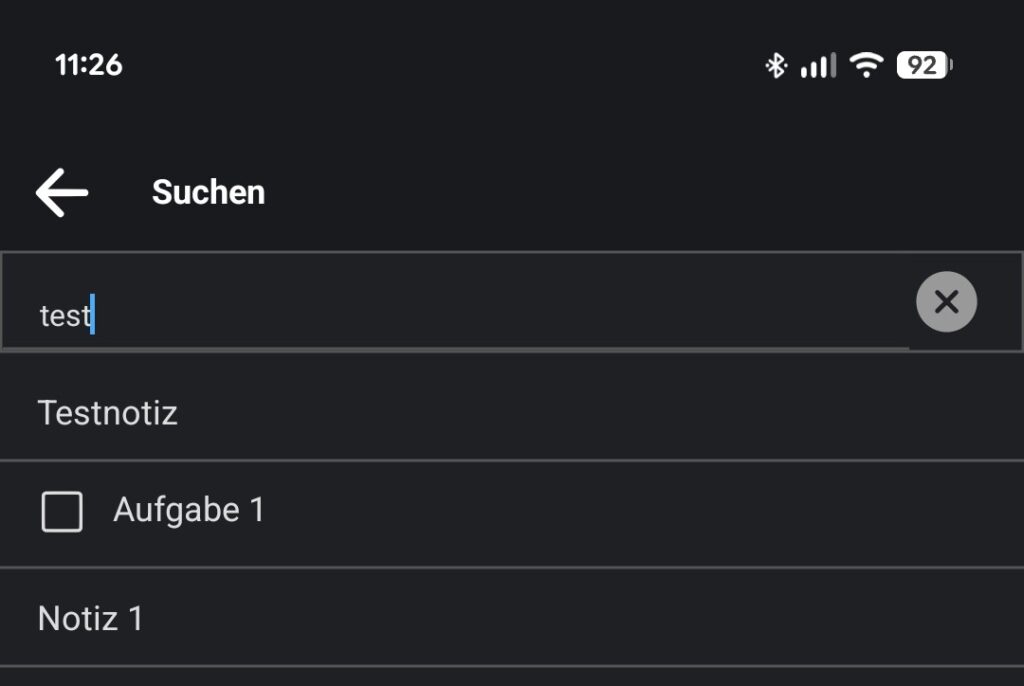 Joplin zeigt alle Notizen in deren Inhalt oder Titel der gesuchte Text vorkommt